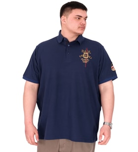 Mode XL Büyük Beden Erkek Polo Yaka T-Shirt Nakışlı U25307 İndigo