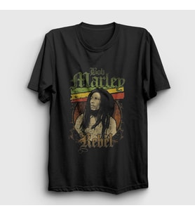 Presmono Unisex Siyah Rebel Bob Marley T-Shirt 265641tt