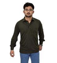 Erkek Gömlek Yaka Uzunkol Tişört T6063 BGL-ST04542 (Haki)