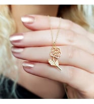 Kadın 925 Ayar Gümüş Gül Kolye (Gold)