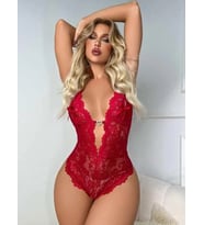 Amora Secret Metal Kalp Aksesuarlı Fantezi Dantelli Kırmızı Body