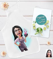 BK Gift Kişiye Özel Karikatürlü Aşçı Anne Tasarımlı Mutfak Önlüğü ve Yemek Tarif Defteri Hediye Seti-2, Anneye Hediye, Anneler Günü Hediyeleri