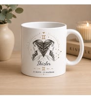 İkizler Burcu Baskılı Beyaz Kupa Bardak  Astroloji Temalı Seramik Kahve Kupası  Modern Burç Tasarım Hediye