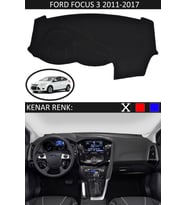 Ford Focus 3 2011-2017 İçin Uygun Torpido Koruma Halısı Siyah Kenar Renk Siyah