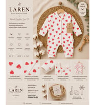 Laren Baby %100 Pamuk Kalp Desenli Bebek Tulumu
