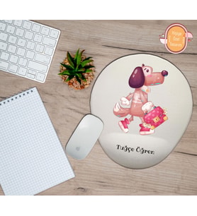 Kişiye Özel Para Çantası Taşıyan Köpek Temalı Mousepad Bilek Destekli