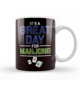 Great Day For Mahjong Player Chinese Board Game Solitaire Kupa Bardak Porselen