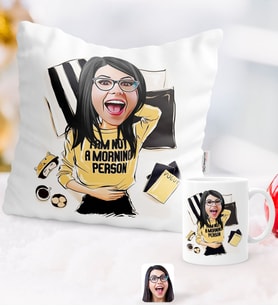 BK Gift Kişiye Özel Karikatürlü Moda İkonu Yastık Kupa Seti 6 (Model 1)