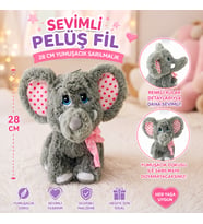 Sevimli Peluş Fil 28 CM Renkli Kulak Detaylı Yumuşacık Sarılmalık Peluş Oyuncak