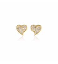 Altın Kalp Küpe Çivili 14K Gold (Çok Renkli)