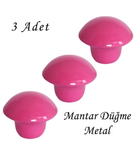 3 Adet Pembe Mantar Düğme Kulp Çocuk Bebek Mobilya Çekmece Dolap Kapak Kulbu Metal Kulp Aksesuarları Vidalı