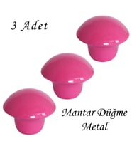 3 Adet Pembe Mantar Düğme Kulp Çocuk Bebek Mobilya Çekmece Dolap Kapak Kulbu Metal Kulp Aksesuarları Vidalı