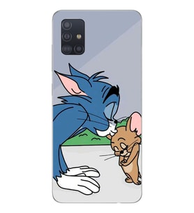 Samsung Galaxy A51 Uyumlu Tom ve Jerry Tasarımlı Şeffaf Telefon Kılıfı