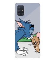 Samsung Galaxy A51 Uyumlu Tom ve Jerry Tasarımlı Şeffaf Telefon Kılıfı