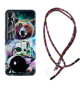Tecno Spark 6 6 Go 8C 8 Pro 7 7 Pro Kılıf Boyun Asklı Rasta Silikon Astronot Panda 1755