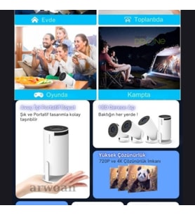 Taşınabilir Android Projeksiyon En Güncel Versiyon Wifi Destekli Akıllı Sinema Projektör Ultra Hd