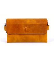 KANGAROO KINGDOM Hakiki Dana Deri Crazy Horse Hardal Erkek El Portföy Clutch Çantası 9288-ZH (Hardal)