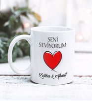 Kişiye Özel Sevgililer günü Seni Seviyorum Sevgili Tasarımlı Kupa Bardak (Beyaz)