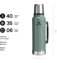 Stanley Classic Legendary Yalıtımlı Su Şişesi 1,4 Litre Su Şişesi, 40 Saat Sıcak Veya Soğuk Tutar, B (Çok Renkli)