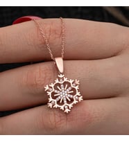 Gümüş Rose Kar Tanesi Kadın Kolye (Standart)