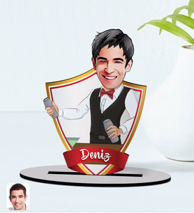 BK Gift Kişiye Özel İsimli Barmen Karikatürlü Ahşap Biblo Model-1