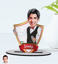BK Gift Kişiye Özel İsimli Barmen Karikatürlü Ahşap Biblo Model-1