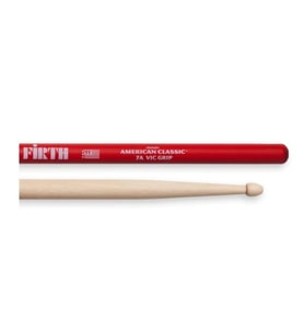 Vic Firth V7AVG American Classic 7A Vic Grip Baget (Profesyonel) Kırmızı Kaymaz Kaplama (Vic Grip), İnce 7A Profil, Caz ve Hafif Müzik Tarzları İçin Üstün Kontrol