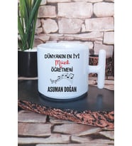 Dünyanın En İyi Müzik Öğretmeni Baskılı Kişiye Özel Öğretmenler Günü Latte Fincanı Kupa
