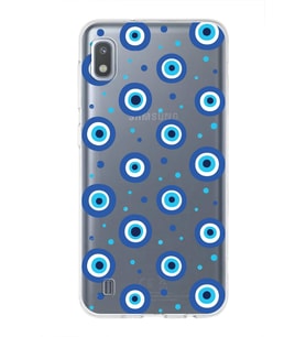 PrintiFy Samsung Galaxy A10 ile Uyumlu 1mm Slim Fit Nazar Boncuğu 1 Baskılı Şeffaf  Kılıf