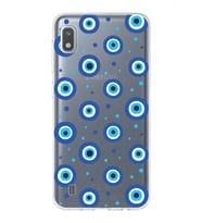PrintiFy Samsung Galaxy A10 ile Uyumlu 1mm Slim Fit Nazar Boncuğu 1 Baskılı Şeffaf  Kılıf