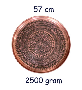 57 cm El İşlemeli Otantik Desenli Kalın Urfa Bakır Tepsi - BAKIR-TPS486