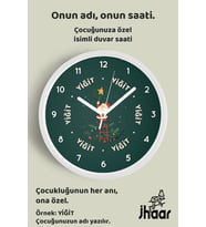 İsme Özel Yılbaşı Çocuk Odası Duvar Saati Orta Boy 30 cm Beyaz Camlı Sessiz