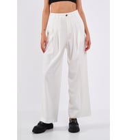 ASSERTİVO KADIN BOL PAÇA PANTOLON (Beyaz)