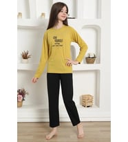Giyim Kız Çocuk Penye Pijama Takım Sarı