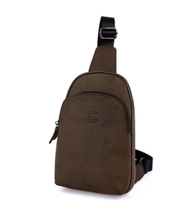 KANGAROO KINGDOM Hakiki Deri Crazy Horse Füme Erkek Body Bag Sırt Çantası 8155-ZF (Füme)