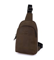 KANGAROO KINGDOM Hakiki Deri Crazy Horse Füme Erkek Body Bag Sırt Çantası 8155-ZF (Füme)