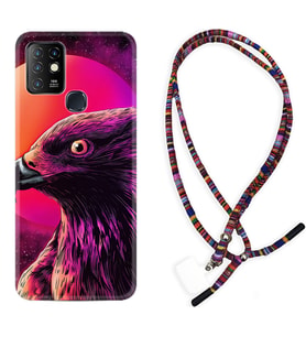INFINIX Hot 8 9 10 11S Hot 10 Play 10T Kılıf Boyun Asklı Rasta Silikon Red Eagle 1752