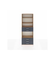 Arges Dolap 4 Raflı 5 Çekmeceli 88x30x243 Çam-Antrasit