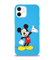Apple iPhone 12 Uyumlu Lansman Kılıf Mickey Mouse Tasarımlı Altı Kapalı İçi Kadife Kaplı  Kapak (Şeffaf)