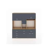 Hyperion Dolap 10 Raflı 6 Çekmeceli 8 Kapaklı 220x44x243 Çam-Antrasit/Antrasit