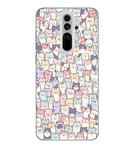 Redmi Note 8 Pro Uyumlu Sevimli Kediler Desenli Şeffaf Telefon Kılıfı