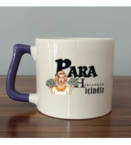 Para Harcamak İçindir Baskılı Mor Kulplu D Kupa