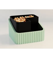 3D Baskı Fıstık Kasesi - Çift Hazneli Kabuk Ayırıcı Sunum Kasesi - Mint Siyah