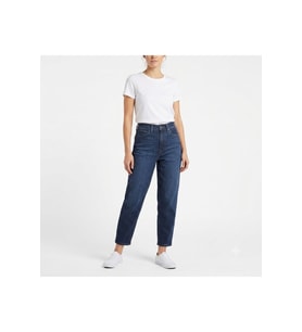 Pamuklu likralı esnek Yüksek Bel Boru Paça Mom Jeans Kot Pantolon -high waisted-0000