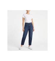 Pamuklu likralı esnek Yüksek Bel Boru Paça Mom Jeans Kot Pantolon -high waisted-0000