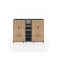 Hyperion Dolap 14 Raflı 8 Kapaklı 220x44x163 Antrasit-Çam/Antrasit
