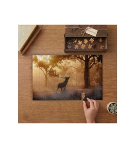 Mistik Orman Güneş Işıkları Ve Geyik Tasarımı 240 parça Ahşap Puzzle Ahşap Kutuda MP09550
