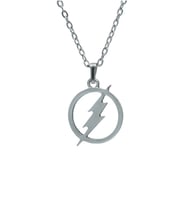 Şimşek Flash Gordon Erkek Kadın Kolye Antik Gümüş Kaplama - 60 cm Düz Zincir