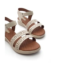 Goldstep 1189 Kadın Çiftbant Lastikli Comfort Düz Günlük Sandalet (Nude)