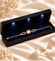 925 Ayar Gümüş Takı Seti Mor Ametist Lotus Kolye ve Gold Baget Bileklik Işıklı Kutulu